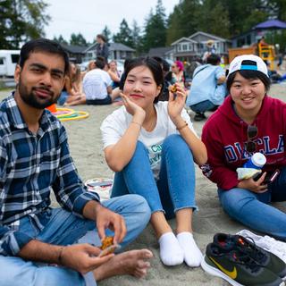 Beach day with students during orientation