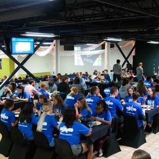 Students at Salmon Dinner 